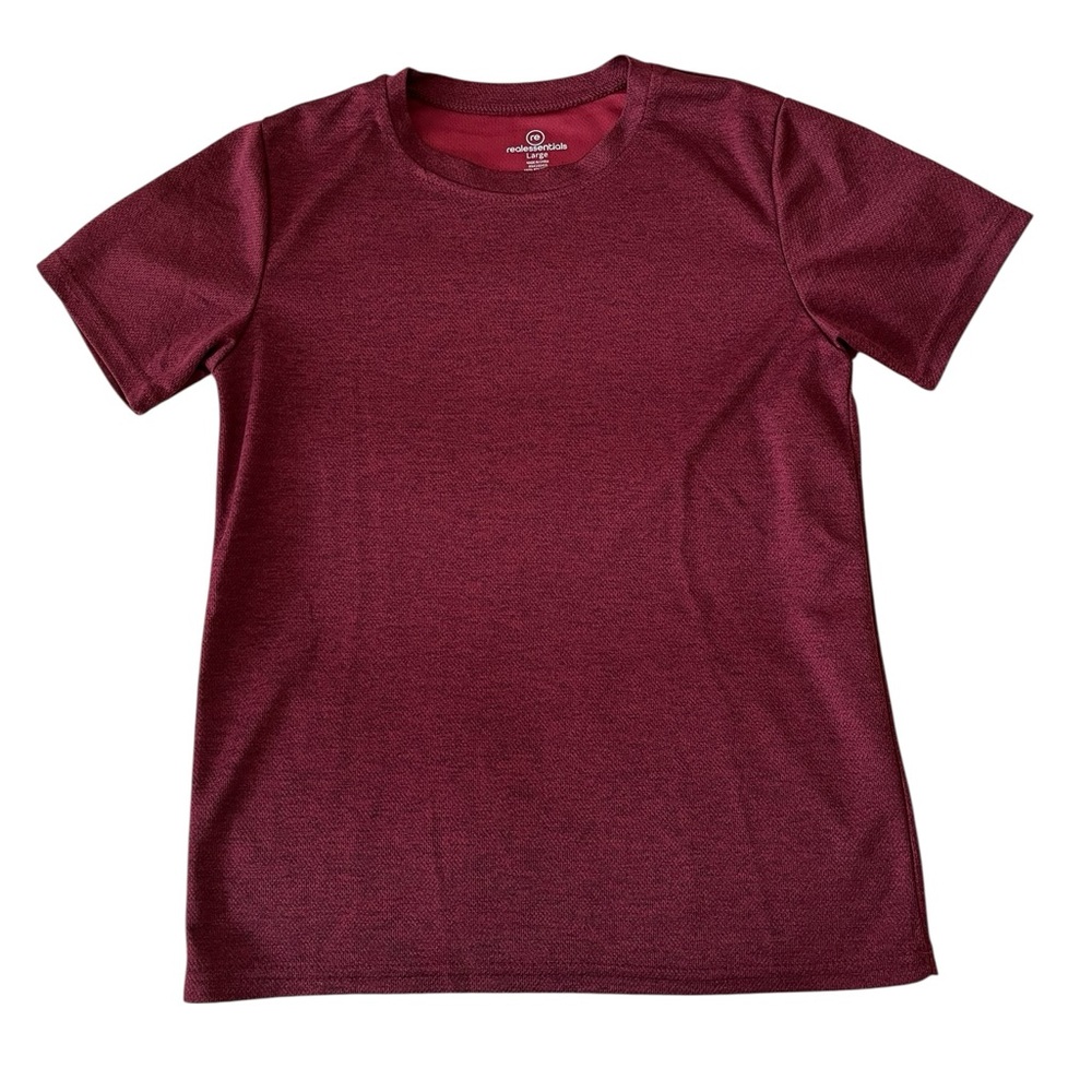 Real Essentials Burgundy Tee, Size Large